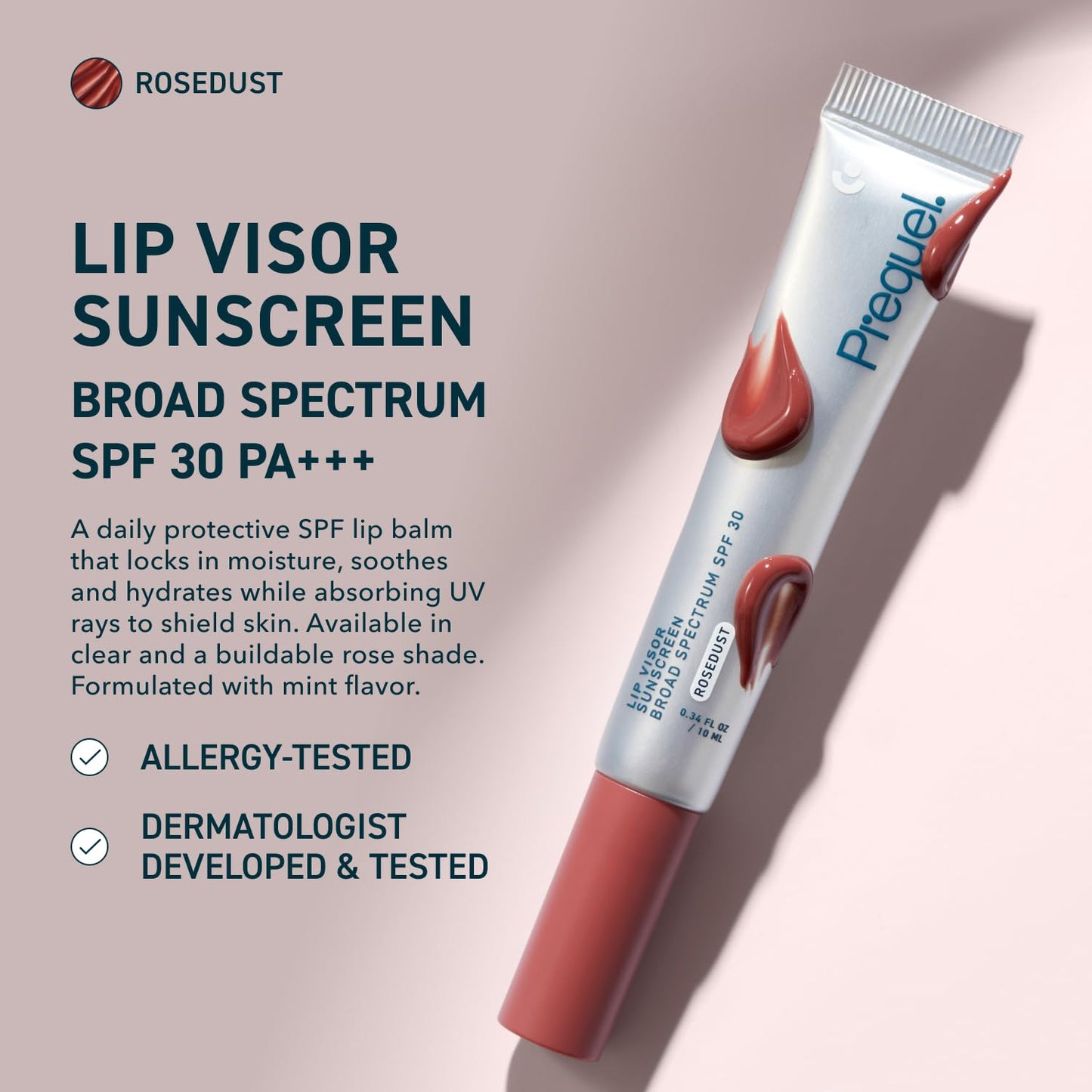 Skin Lip Visor, Tinted Lip Balm with SPF 30 PA+++. Rosedust, Mint Flavor, Rosy Nude Shade with Non-Sticky Finish – Moisturizing Semi Gloss Balm Sunscreen for Daily Use - 2 Pack